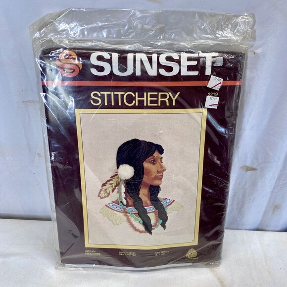 Sunset Stitchery Native American Indian Woman Portrait Kit - Picture 1 of 3